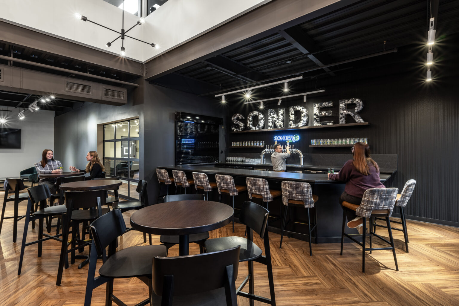 Bar and high top dining at the Zink Cincinnati center in Mason, Ohio